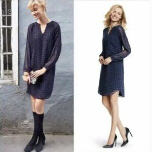 Adorable Cabi #3102 Harlequin Long Sleeve Shift Dress Size Small